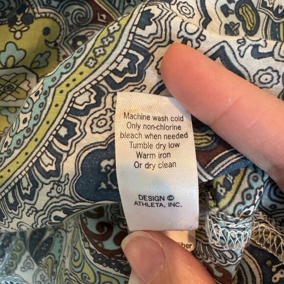 Athleta Silk Blend Swim Cover Up XXS Paisley Boho Print Lightweight Beach Dress - Picture 7 of 10